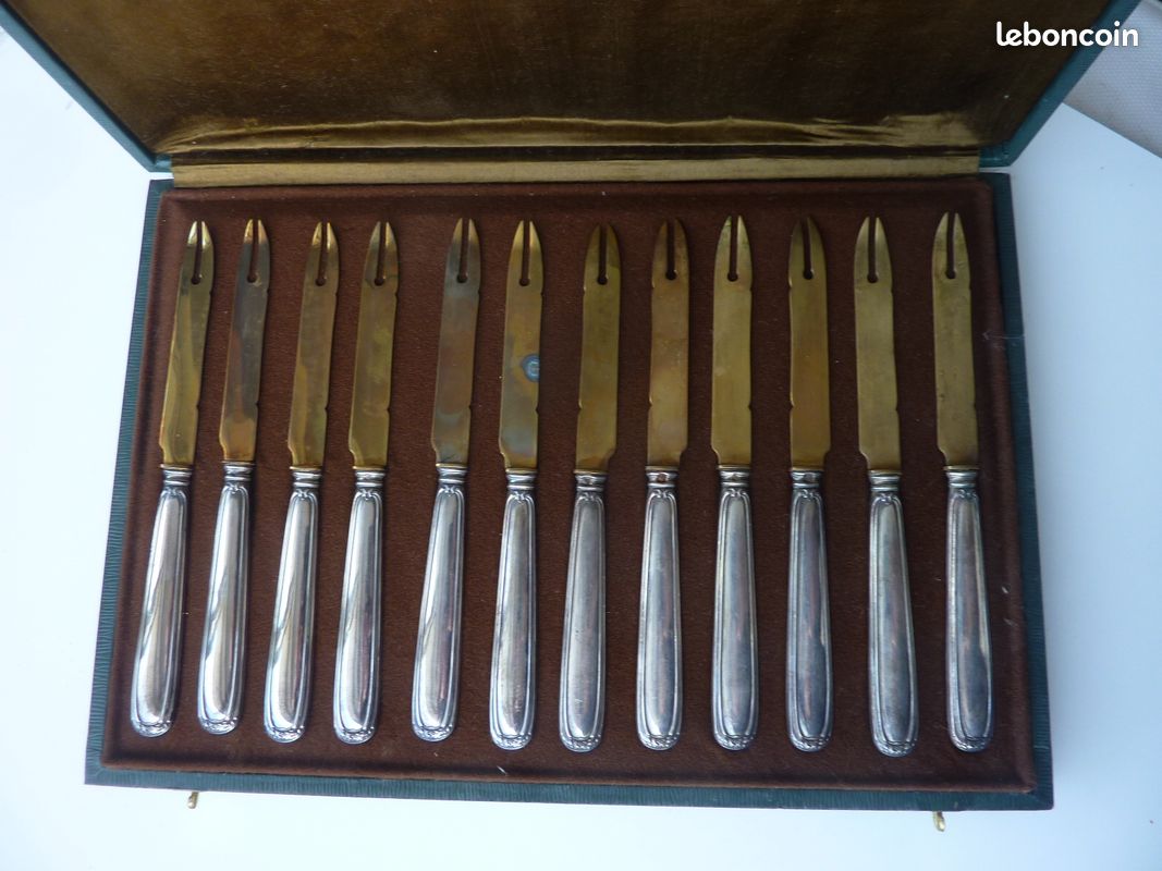 12 Couteaux à Melon Manches en ARGENT