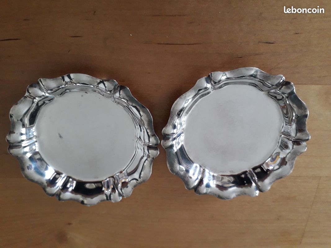 Lot de 2 plateaux d'argent ronds - Ø7cm