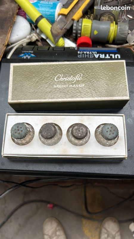 4 bocaux Cristofle ancien collection argent massif