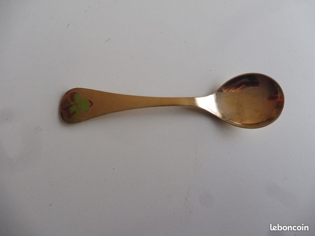 GEORG JENSEN vintage 2003 Cuillère annuelle danoise en argent sterling plaqué or émaillé - vermeil
