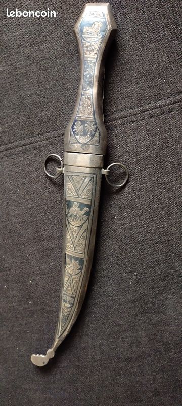 Ancienne dague couteau argent Egypte sans lame Egypte avec poinçon egytienne