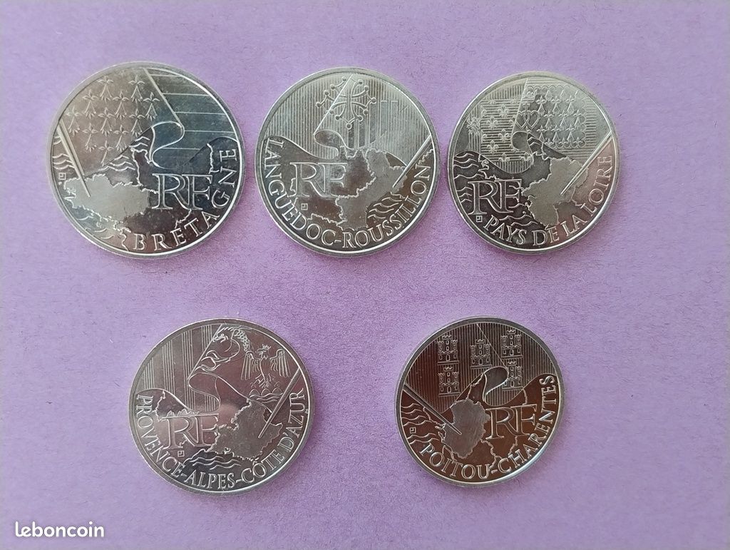 Lot de 18 pièces de 10 euros des régions en argent 2010