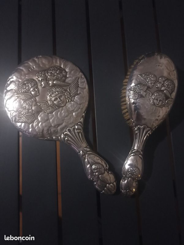 Miroir de voyage en argent sterling 19 ème