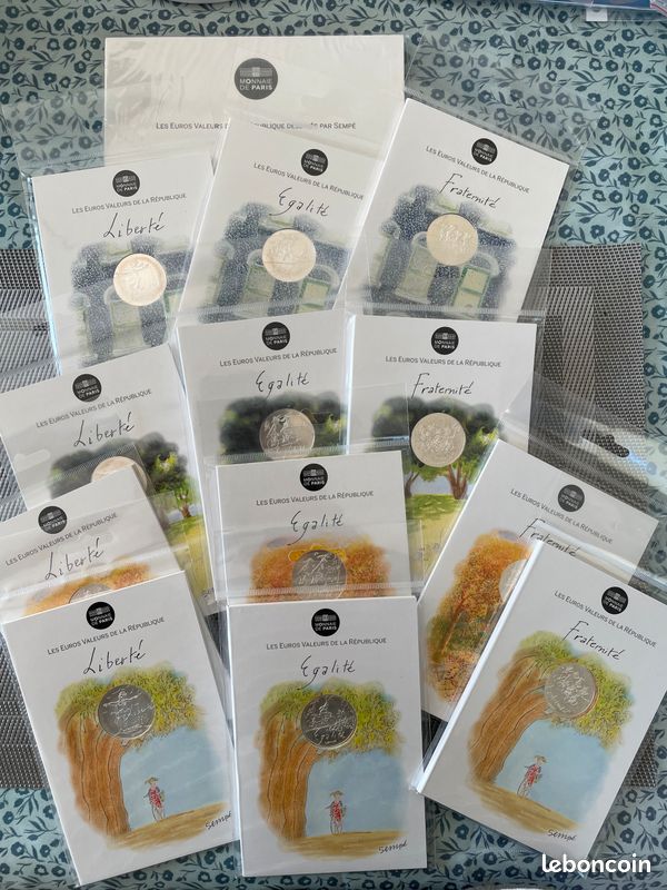 Lot des 12 pièces de 10 euros liberté égalité fraternité de Sempé (collection complète)