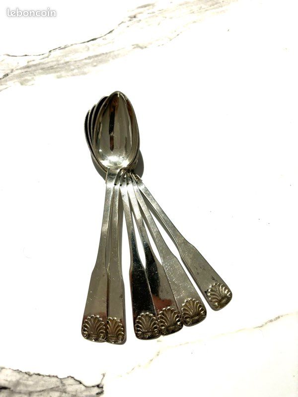 6 petites cuilleres argent massif danois